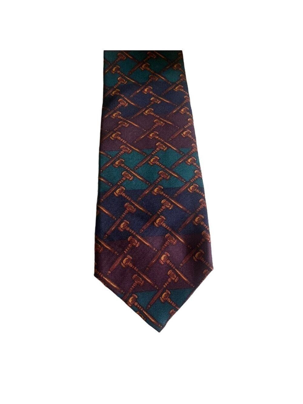 ALYNN Neckwear Gavel Tie Burgundy Teal Lawyer Judge Silk Novelty